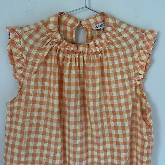 Nanette Lepore  Women's Sleeveless Gingham Print Top In Tangerine Yellow Size S - Picture 4 of 5